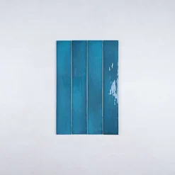 Gioia Materia Faïence Effet Zellige Bleu Canard MANACOR 6,5x40 glacier - Les Carreaux de Jean- Faïence Pour Salle De Bains|Faïence Pour Douche