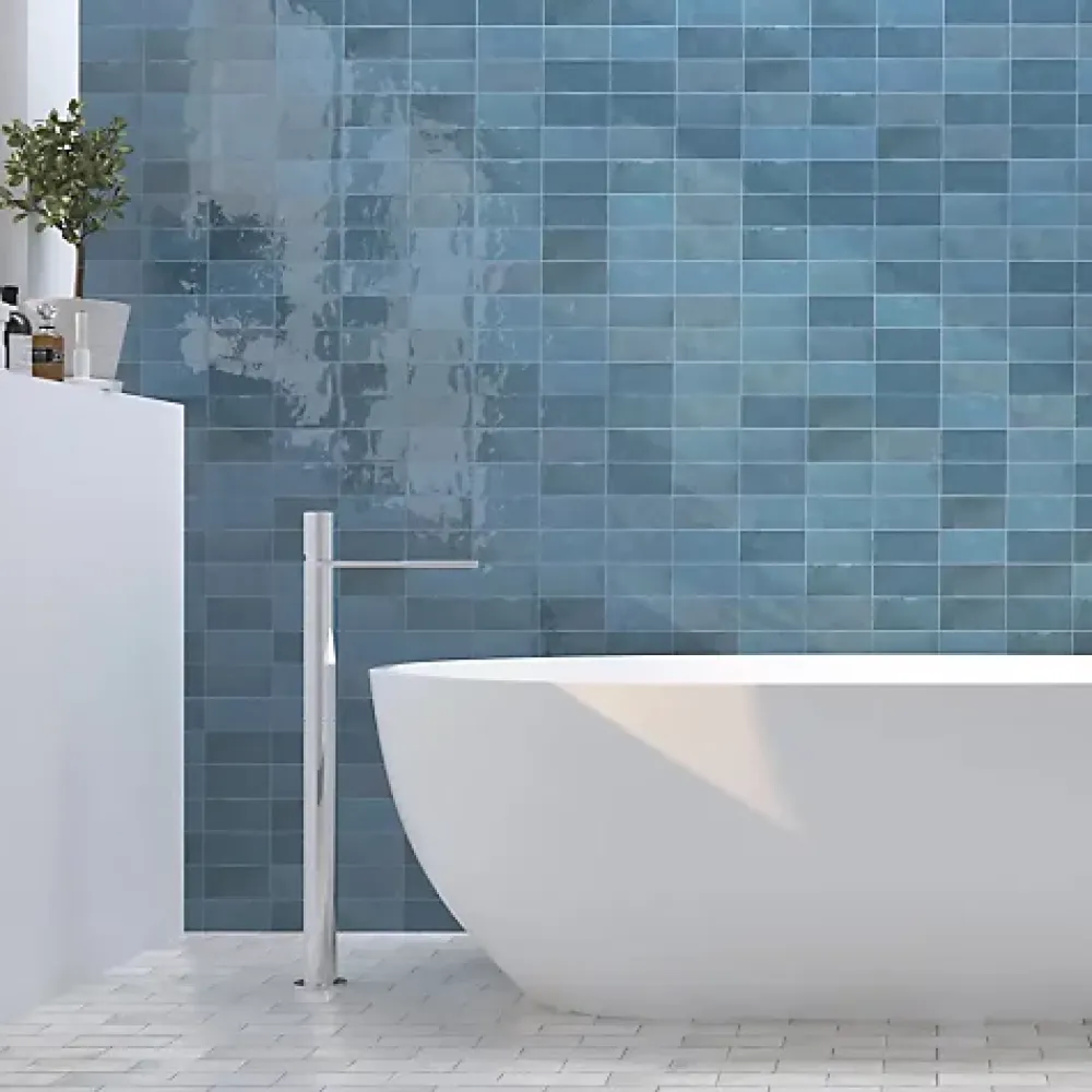 Les Carreaux De Jean Faïence Pour Salle De Bains<Faïence Effet Zellige Bleu FEZ Brillant 6,2x12,5 Ocean - Les Carreaux de Jean