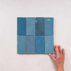 Les Carreaux De Jean  Faïence Pour Salle De Bains<Faïence Effet Zellige Bleu FEZ Brillant 6,2x12,5 Ocean - Les Carreaux de Jean