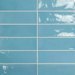 Gioia Materia Faïence Effet Zellige Bleu VILLAGE 6,5x20 Azure Blue - LES CARREAUX DE JEAN- Faïence Pour Douche|Faïence Pour Salle De Bains