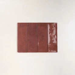 Les Carreaux De Jean  Faïence Pour Salle De Bains|Faïence Pour Pièce À Vivre<Faïence Effet Zellige Bordeaux CINQUE TERRE Carmine 10x30cm - Les Carreaux de Jean