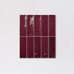 Gioia Materia Faïence Pour Douche|Faïence Pour Cuisine<Faïence Effet Zellige Bordeaux VILLAGE 6,5x20 Aubergine - LES CARREAUX DE JEAN