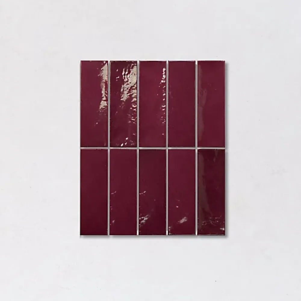 Gioia Materia Faïence Pour Douche|Faïence Pour Cuisine<Faïence Effet Zellige Bordeaux VILLAGE 6,5x20 Aubergine - LES CARREAUX DE JEAN
