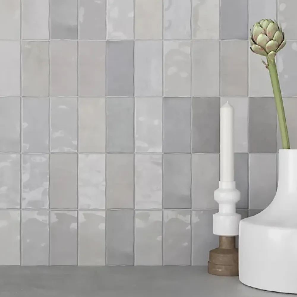 Les Carreaux De Jean Faïence Pour Cuisine<Faïence Effet Zellige Gris FEZ Brillant 6,2x12,5 Grey - Les Carreaux de Jean