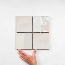 Les Carreaux De Jean  Faïence Effet Zellige Gris Clair FEZ Brillant 6,2x12,5 Warm - Les Carreaux de Jean- Faïence Pour Salle De Bains
