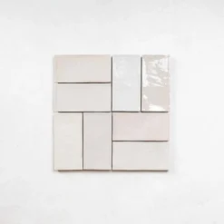 Les Carreaux De Jean  Faïence Effet Zellige Gris Clair FEZ Brillant 6,2x12,5 Warm - Les Carreaux de Jean- Faïence Pour Salle De Bains
