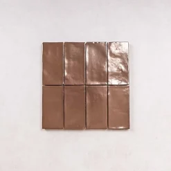 Les Carreaux De Jean  Faïence Effet Zellige Marron FEZ Brillant 6,2x12,5 Copper - Les Carreaux de Jean- Faïence Pour Douche|Faïence Pour Salle De Bains