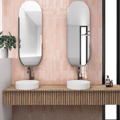 Gioia Materia Faïence Pour Salle De Bains|Faïence Pour Douche<Faïence Effet Zellige Rose Clair MANACOR 6,5x40 blush pink - Les Carreaux de Jean