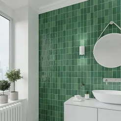 Les Carreaux De Jean  Faïence Effet Zellige Vert FEZ Brillant 6,2x12,5 Emerald - Les Carreaux de Jean- Faïence Pour Salle De Bains