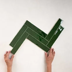 Les Carreaux De Jean  Faïence Effet Zellige Vert Émeraude SAONA 5x25 Green - Les Carreaux de Jean- Faïence Pour Salle De Bains|Faïence Pour Pièce À Vivre