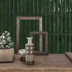 Les Carreaux De Jean  Faïence Effet Zellige Vert Émeraude SAONA 5x25 Green - Les Carreaux de Jean- Faïence Pour Salle De Bains|Faïence Pour Pièce À Vivre