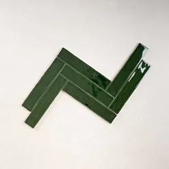Les Carreaux De Jean  Faïence Effet Zellige Vert Émeraude SAONA 5x25 Green - Les Carreaux de Jean- Faïence Pour Salle De Bains|Faïence Pour Pièce À Vivre