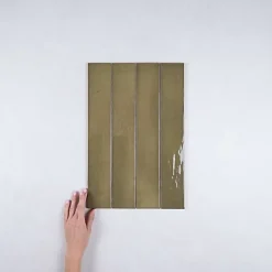 Gioia Materia Faïence Pour Cuisine<Faïence Effet Zellige Vert Olive MANACOR 6,5x40 basil green - Les Carreaux de Jean