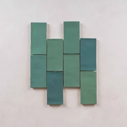 Les Carreaux De Jean  Faïence Effet Zellige Vert FEZ Mat 6,2x12,5 Emerald - Les Carreaux de Jean- Faïence Pour Salle De Bains
