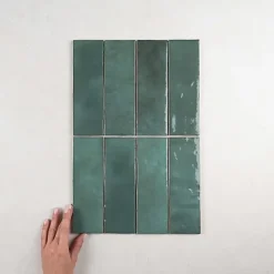 Gioia Materia Faïence Pour Cuisine<Faïence Effet Zellige Vert ARTISAN 6.5x20 Green - Les Carreaux de Jean