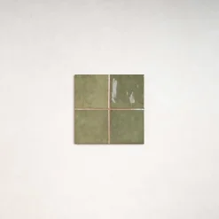 Les Carreaux De Jean Faïence Pour Salle De Bains|Faïence Pour Cuisine<Faïence Effet Zellige Vert CHAOUEN 10x10 Forest - Les Carreaux de Jean