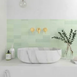 Les Carreaux De Jean Faïence Pour Pièce À Vivre|Faïence Pour Cuisine<Faïence Effet Zellige Vert d'eau FEZ Mat 6,2x12,5 Mint - Les Carreaux de Jean