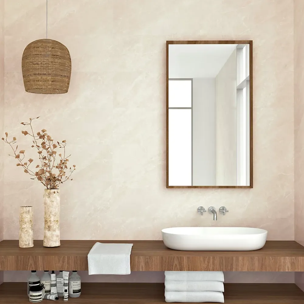 Baldocer Faïence murale beige effet marbre brillant L.90 x l.30 cm x ép.10,5 mm, Balmoral- Faïence Effet Marbre|Carrelage Mural Effet Marbre