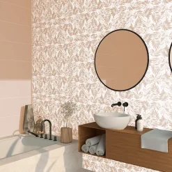 Etile Faïence Unie|Carrelage Mural Pour Wc<Faïence murale beige sable décor feuillage 2D mat L.90 x l.30 cm x ép.10,5 mm, Aspen