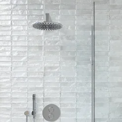 Ecoceramic Faïence murale blanc brillant effet pierre L.60 x l.31,6 cm x ép.9 mm, Soul- Carrelage Mural Pour Douche|Carrelage Mural Pour Cuisine