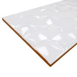 GoodHome Faïence murale blanc brillant avec relief L.60 x l.20 cm x ép.8,3 mm, Plain- Faïence Unie|Faïence Pour Douche