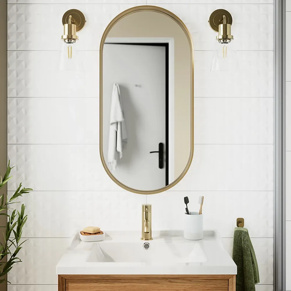 GoodHome Faïence murale blanc brillant avec relief L.60 x l.20 cm x ép.8,3 mm, Plain- Faïence Unie|Faïence Pour Douche