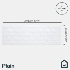 GoodHome Faïence murale blanc brillant avec relief L.60 x l.20 cm x ép.8,3 mm, Plain- Faïence Unie|Faïence Pour Douche