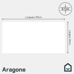 GoodHome Faïence Unie|Faïence Pour Douche<Faïence murale blanc brillant L.90 x l.30 cm x ép.8,7 mm, Aragone