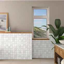 Ecoceramic Faïence murale blanc brillant texturé L.60 x l.31,6 cm x ép.9 mm, Soul- Faïence Unie|Faïence Pour Wc