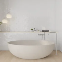 GoodHome Faïence murale blanc décor géométrique L.90 x l.30 cm x ép.8,7 mm, Aragone- Faïence Unie|Faïence Pour Wc