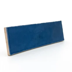 Carrelage Mural Pour Wc|Faïence Pour Douche<Faïence murale bleu effet terre cuite brillant L.30 x l.7,5 cm, Vernissea