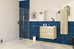Carrelage Mural Pour Wc|Faïence Pour Douche<Faïence murale bleu effet terre cuite brillant L.30 x l.7,5 cm, Vernissea