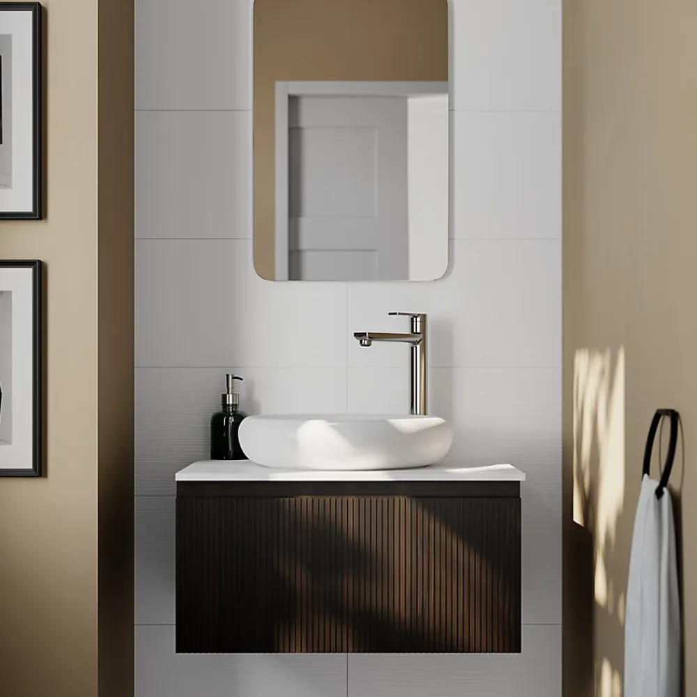 GoodHome Carrelage Mural Pour Douche|Faïence Unie<Faïence murale décor relief linéaire blanc L.40 x l.25 cm x ép.8,3 mm, Alexandrina