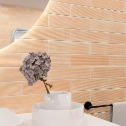 Faïence Pour Salle De Bains|Faïence Unie<Faïence murale décor relief linéaire effet terre cuite beige clair mat L.30 x l.7 cm, Minerra