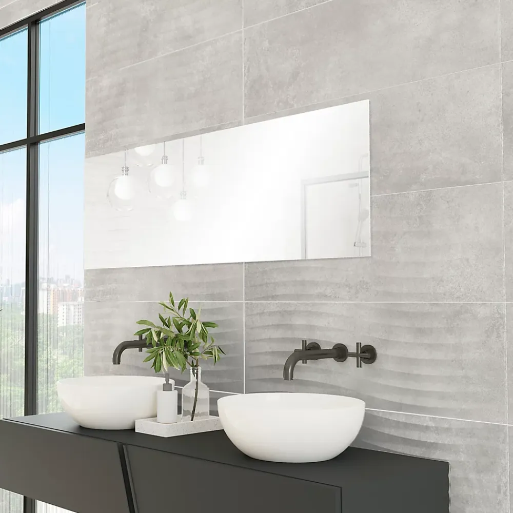 Baldocer Faïence Effet Béton|Faïence Pour Douche<Faïence murale effet béton gris foncé mat décor vague L.90 x l.30 cm x ép.10,5 mm, Unik