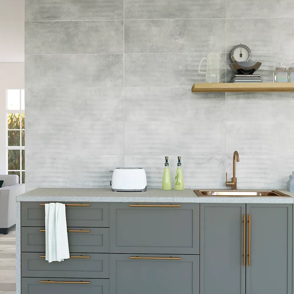 Baldocer Faïence Effet Béton|Faïence Pour Douche<Faïence murale effet béton gris foncé mat décor vague L.90 x l.30 cm x ép.10,5 mm, Unik
