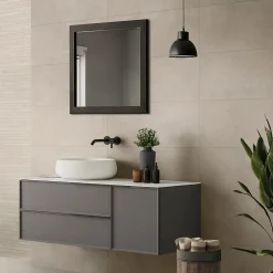Faïence murale effet béton marron taupe satin L.90 x l.30 cm x ép.10 mm, Brush- Faïence Pour Douche|Faïence Effet Béton