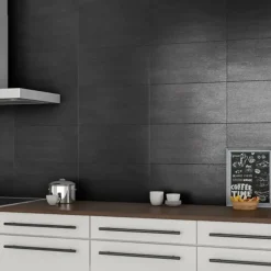 Ecoceramic Faïence murale effet béton noir mat L.60 x l.20 cm x ép.9,5 mm, Gallery- Faïence Effet Béton|Carrelage Mural Pour Cuisine