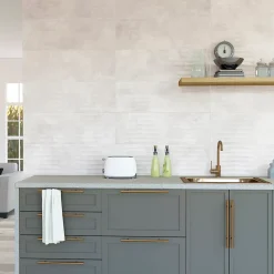 Baldocer Faïence murale effet béton gris clair mat décor vague L.90 x l.30 cm x ép.10,5 mm, Unik- Faïence Effet Béton|Faïence Pour Douche