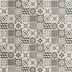GoodHome Faïence Effet Carreaux De Ciment|Carrelage Mural Pour Douche<Faïence murale effet carreaux de ciment tons noirs et blancs L.60 x l.20 cm x ép.8,3 mm, Konkrete