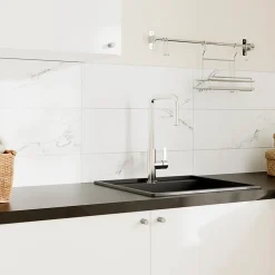 GoodHome Carrelage Mural Pour Douche|Carrelage Mural Pour Wc<Faïence murale effet marbre blanc L.60 x l.20 cm x ép.9,4 mm, Aruma