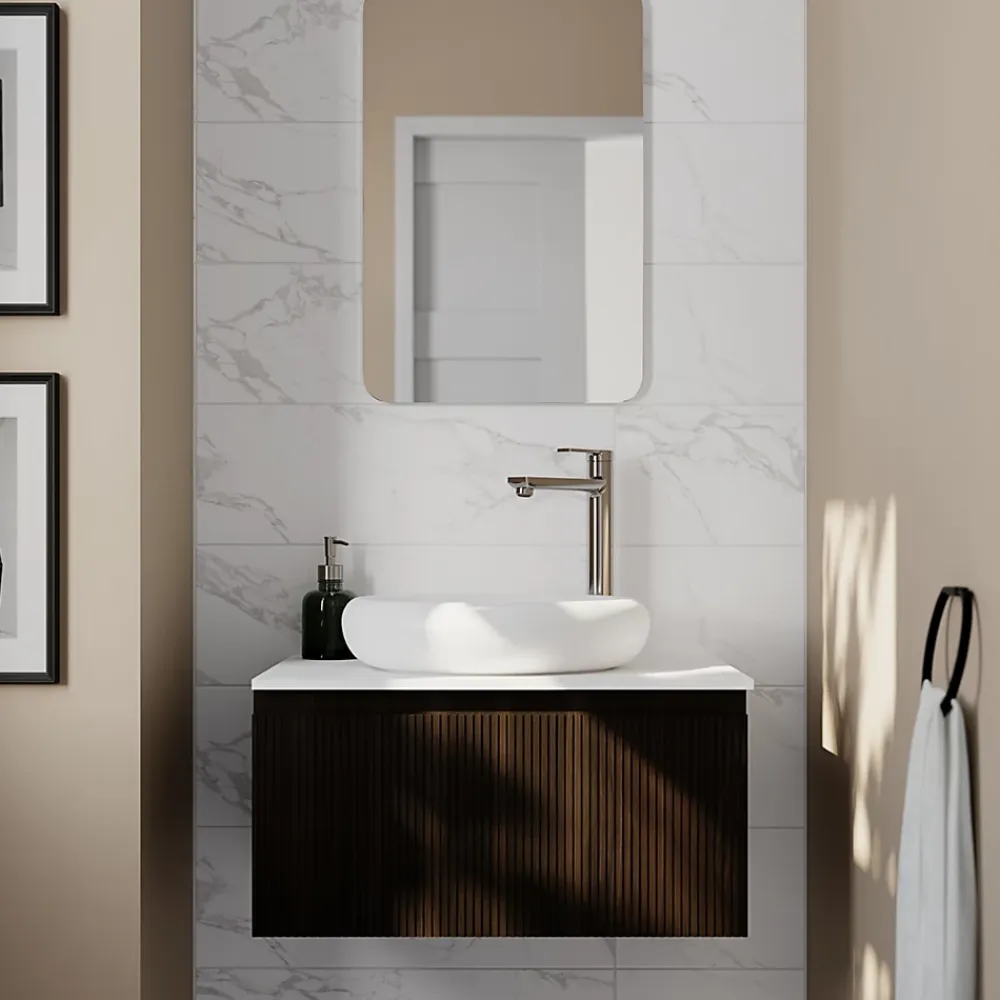 GoodHome Faïence Effet Marbre|Carrelage Mural Pour Wc<Faïence murale effet marbre blanc brillant L.90 x l.30 cm x ép.8,7 mm, Oazis