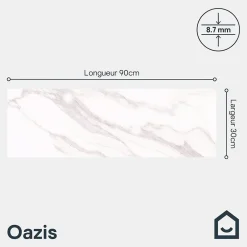 GoodHome Faïence Effet Marbre|Carrelage Mural Pour Wc<Faïence murale effet marbre blanc brillant L.90 x l.30 cm x ép.8,7 mm, Oazis