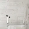 GoodHome Faïence Effet Marbre|Faïence Pour Douche<Faïence murale effet marbre blanc décor vagues L.60 x l.20 cm x ép.9,4 mm, Aruma