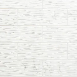 GoodHome Faïence Effet Marbre|Faïence Pour Douche<Faïence murale effet marbre blanc décor vagues L.60 x l.20 cm x ép.9,4 mm, Aruma