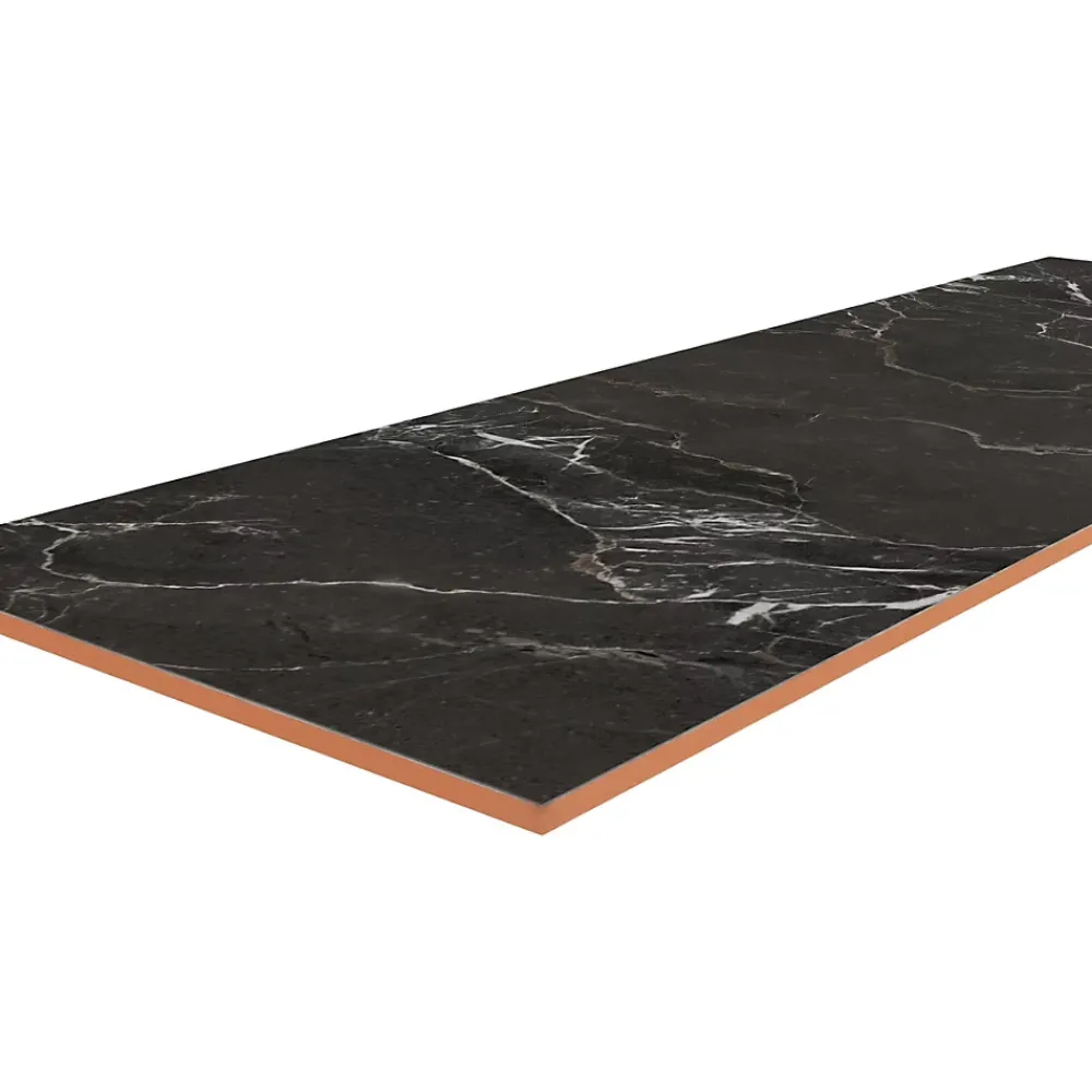 GoodHome Faïence murale effet marbre noir brillant L.60 x l.20 cm x ép.9,4 mm, Aruma- Faïence Effet Marbre|Carrelage Mural Effet Marbre