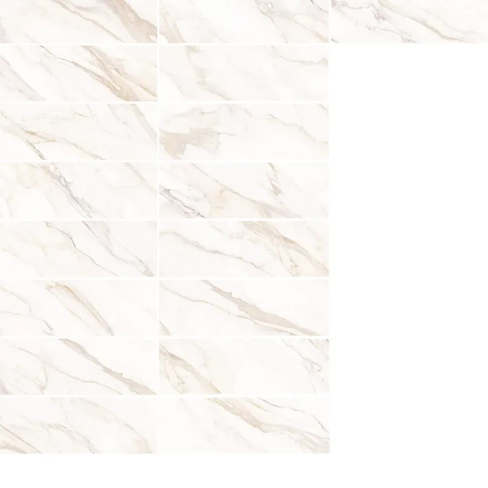 GoodHome Faïence murale effet marbre blanc et doré brillant L.60 x l.20 cm x ép.9,4 mm, Aruma- Faïence Effet Marbre|Carrelage Mural Pour Douche