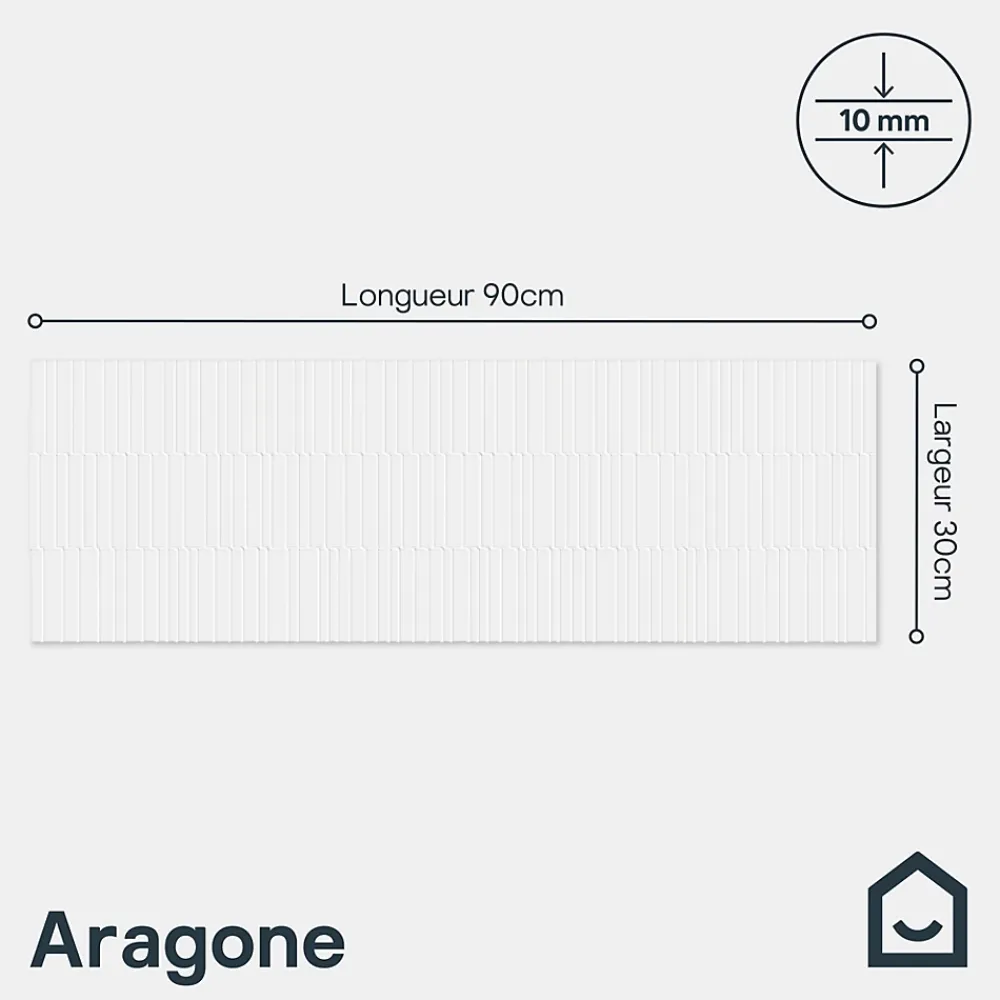 GoodHome Faïence murale effet origami blanc L.90 x l.30 cm x ép.10,5 mm, Aragone- Carrelage Mural Pour Douche|Carrelage Mural Pour Cuisine