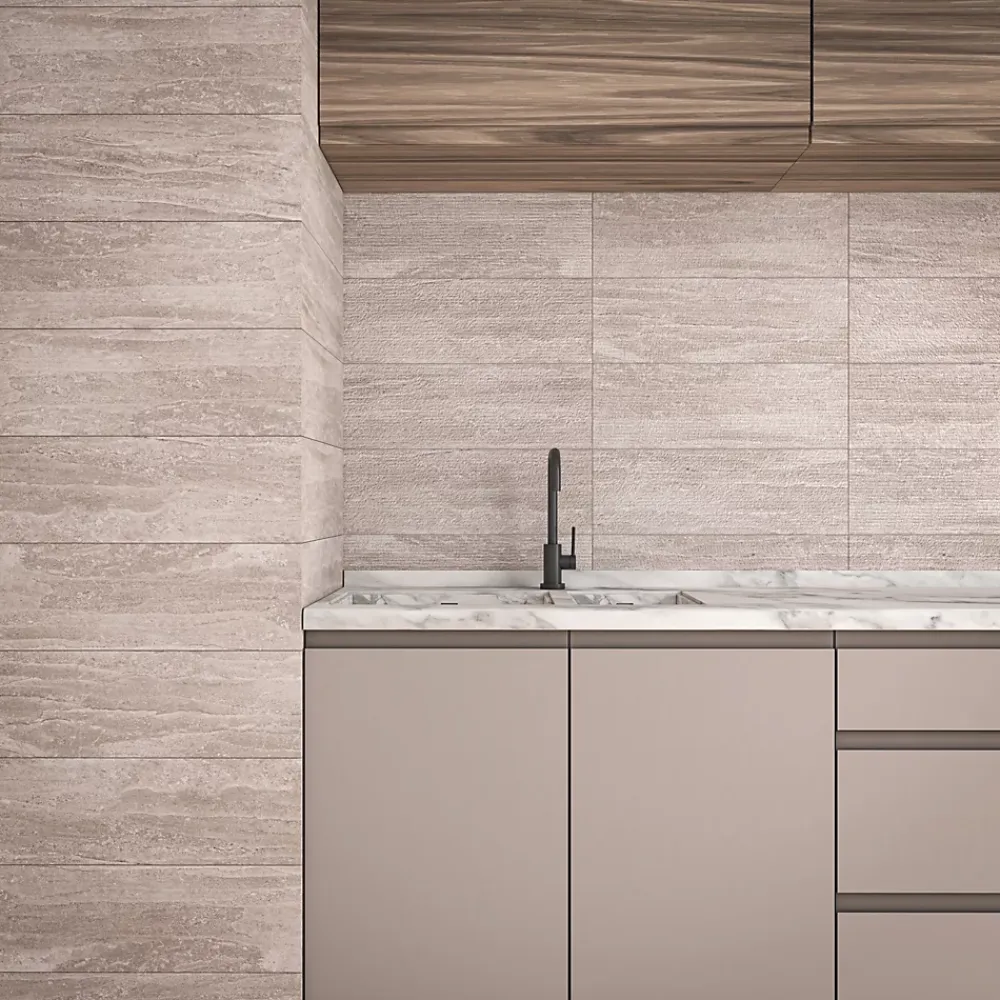 Ecoceramic Faïence murale effet pierre beige mat décor texturé L.60 x l.20 cm x ép.9,5 mm, Althea- Faïence Effet Pierre|Carrelage Mural Pour Douche