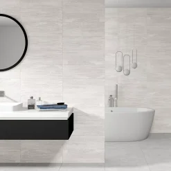 Ecoceramic Faïence murale effet pierre blanc mat décor texturé L.60 x l.20 cm x ép.9,5 mm, Althea- Faïence Effet Pierre|Faïence Pour Douche